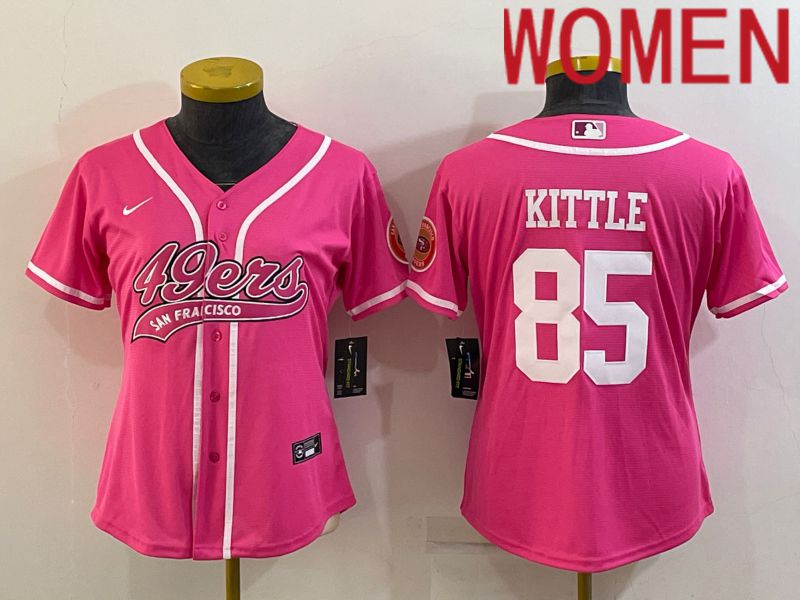 Women San Francisco 49ers #85 Kittle Pink 2022 Nike Co branded NFL Jerseys->women nfl jersey->Women Jersey